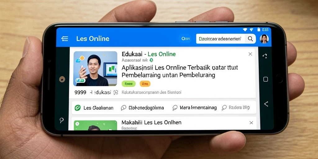Tampilan antarmuka aplikasi Les Online yang menarik dan mudah digunakan.