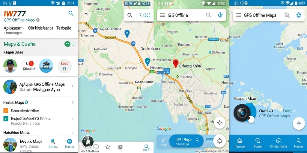 Antarmuka IW777 menampilkan peta offline yang lengkap dan futuristik.