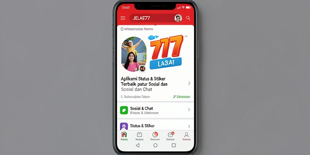 Tampilan antarmuka JELAS777 yang sederhana dan menarik untuk Status & Stiker.