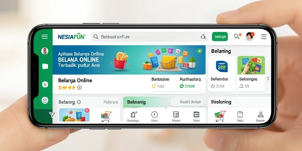 Tampilan antarmuka aplikasi Belanja Online NESIAFUN yang mudah digunakan.