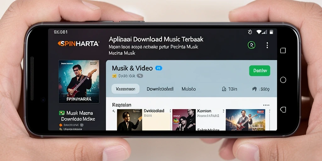 Antarmuka pengguna SPINHARTA yang sederhana dan fungsional untuk Download Musik.