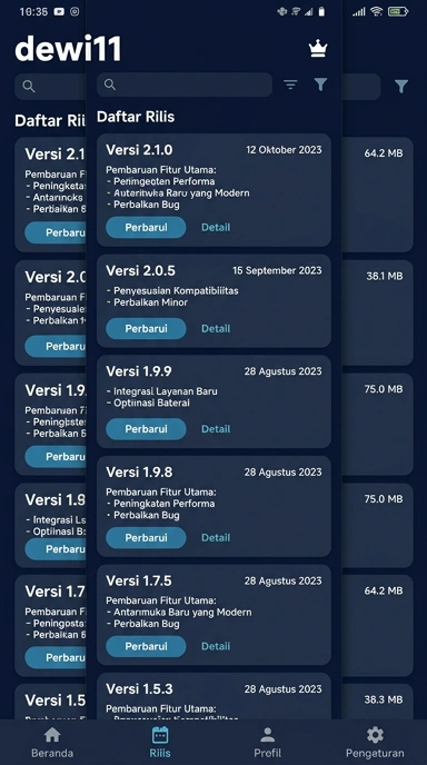 Riwayat Versi Aplikasi dewi11 untuk Android